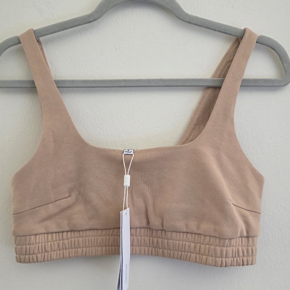 525 America Cotton Sweatshirt Material Bralette In Tan Sz Small